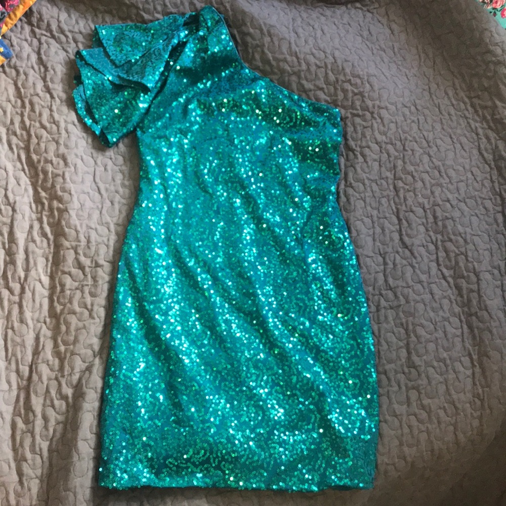 Teal sequins dress size: small